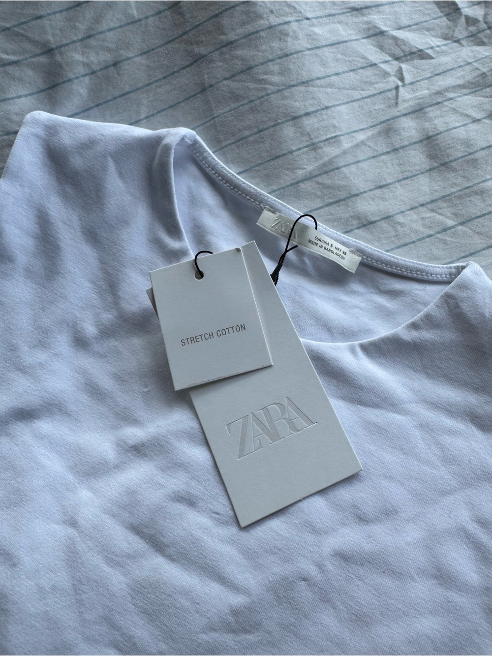 ZARA White Stretch Cotton Tank Top. NWT. Size: S - Picture 3 of 4